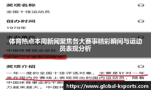 体育热点本周新闻聚焦各大赛事精彩瞬间与运动员表现分析